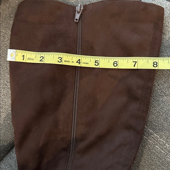 NWOT Rogue Helium Chocolate Brown Suede Knee-High Platform‎ Boots Size 10 - Picture 3 of 4